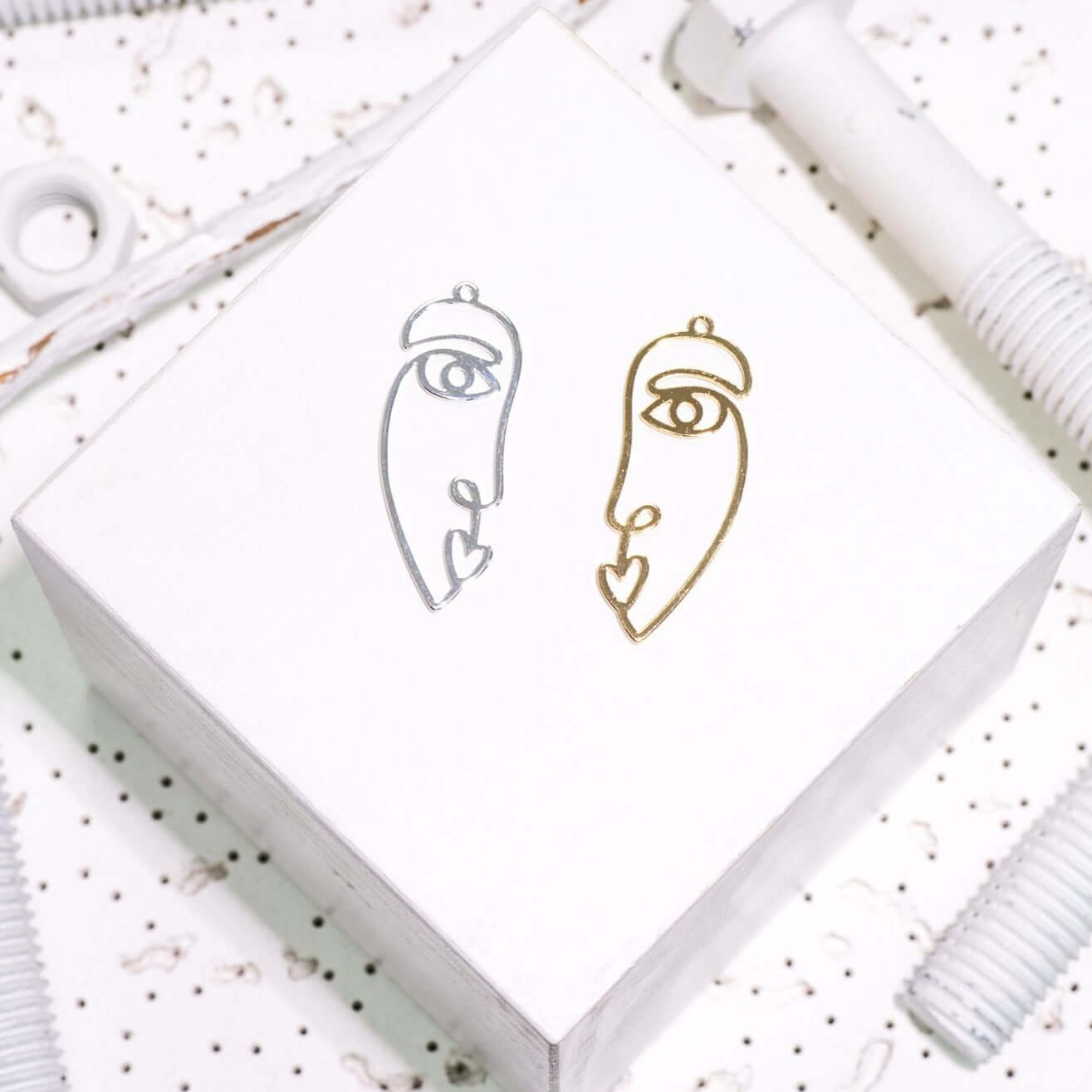 Wire Face Charm Pendant 40mm x 15mm sold by the Piece - K143