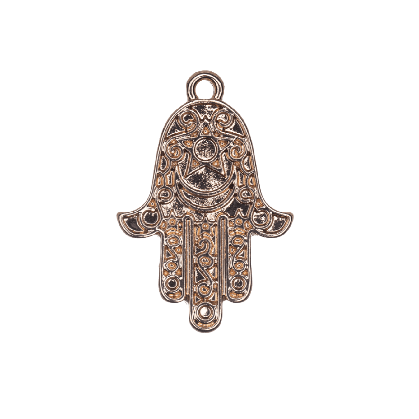 25mm x 17mm Intricate Hamsa Hand Charm - Made of Zinc - Silver and 18k Gold Finishes - Sold by the Piece - K158