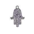 25mm x 17mm Intricate Hamsa Hand Charm - Made of Zinc - Silver and 18k Gold Finishes - Sold by the Piece - K158