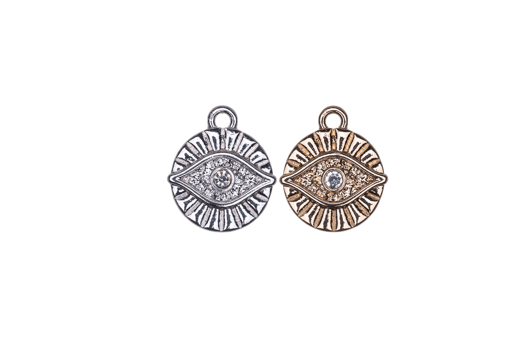 3.25mm Cubic Zirconia Round Eye Charm - Made of plated zinc - Sold individually - K159