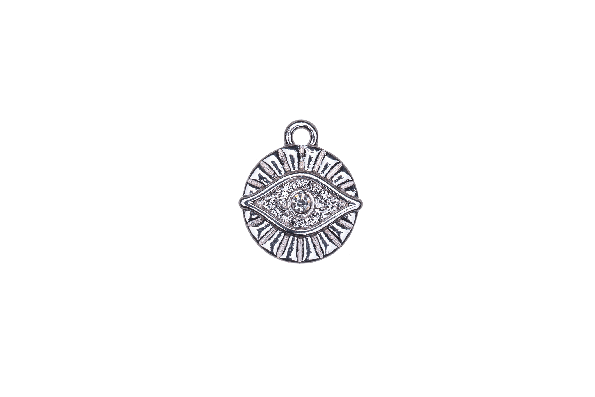 3.25mm Cubic Zirconia Round Eye Charm - Made of plated zinc - Sold individually - K159