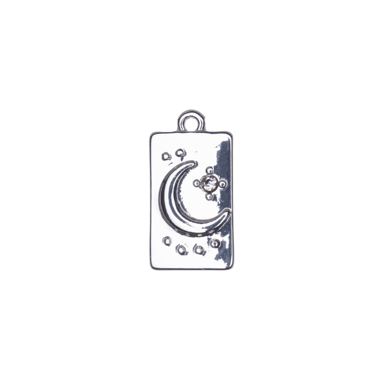 17mm x 9mm Rectangular Moon & Stars Charm - Made of Zinc - Silver and 18k Gold Finishes - Sold by the Piece - K161