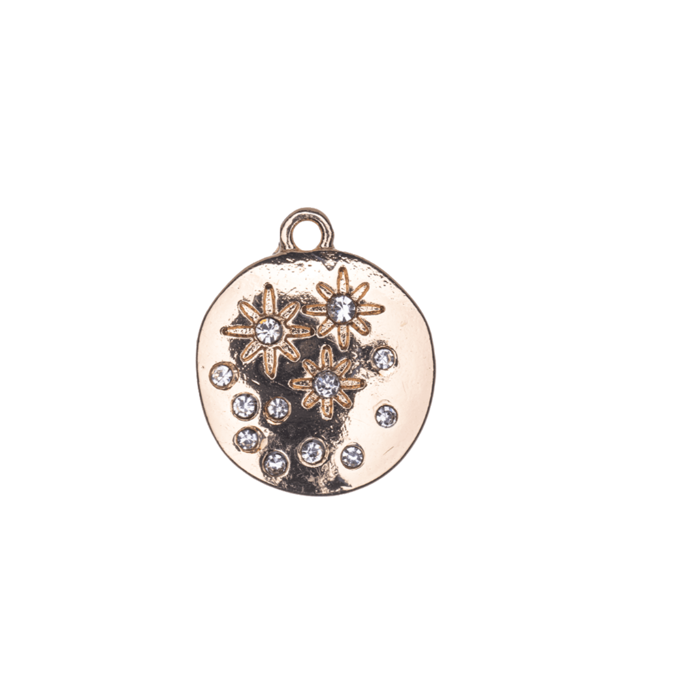 15mm Inlaid Crystal Star Constellation Charm - Made of Zinc - Cubic Zirconia Crystals - Silver and 18k Gold Finishes - Sold by the Piece - K163