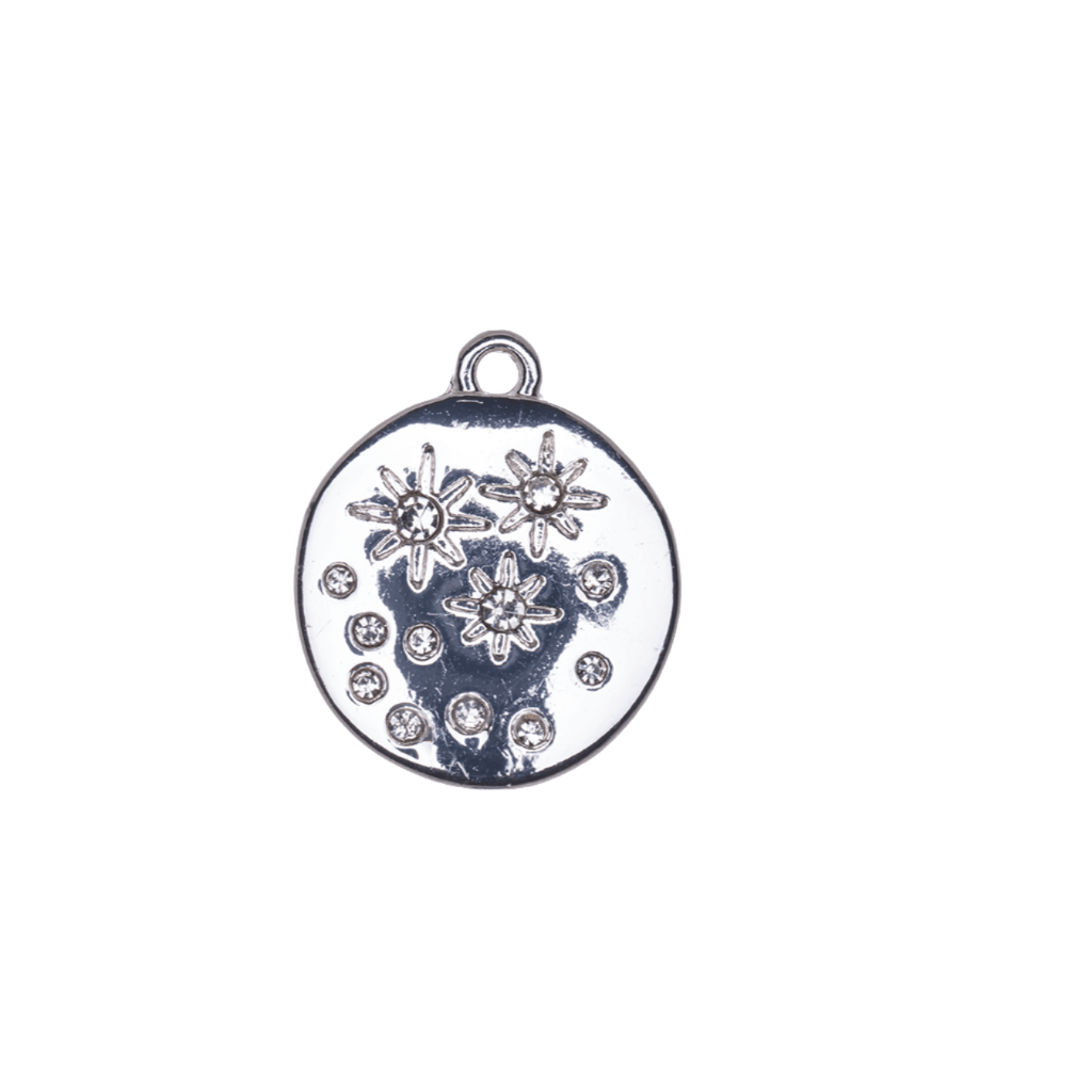 15mm Inlaid Crystal Star Constellation Charm - Made of Zinc - Cubic Zirconia Crystals - Silver and 18k Gold Finishes - Sold by the Piece - K163