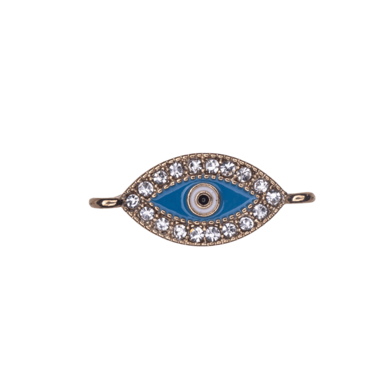 24.5mm x 10mm Inlaid Crystal Epoxy Eye Charm - Made of Zinc - Silver and 18k Gold Finishes - Sold by the Piece - K165