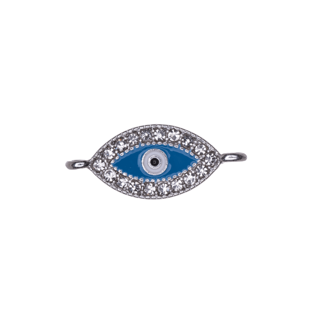 24.5mm x 10mm Inlaid Crystal Epoxy Eye Charm - Made of Zinc - Silver and 18k Gold Finishes - Sold by the Piece - K165