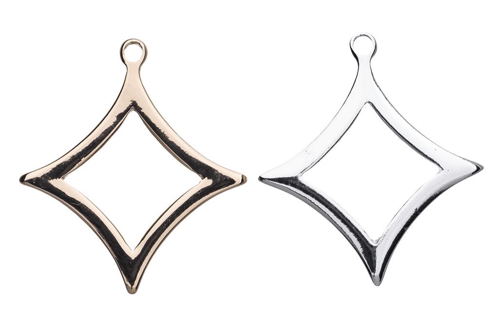 32mm x 28mm Starburst Charm - Made of Brass - Silver and 18k Gold Finishes - Sold by the Piece - K169