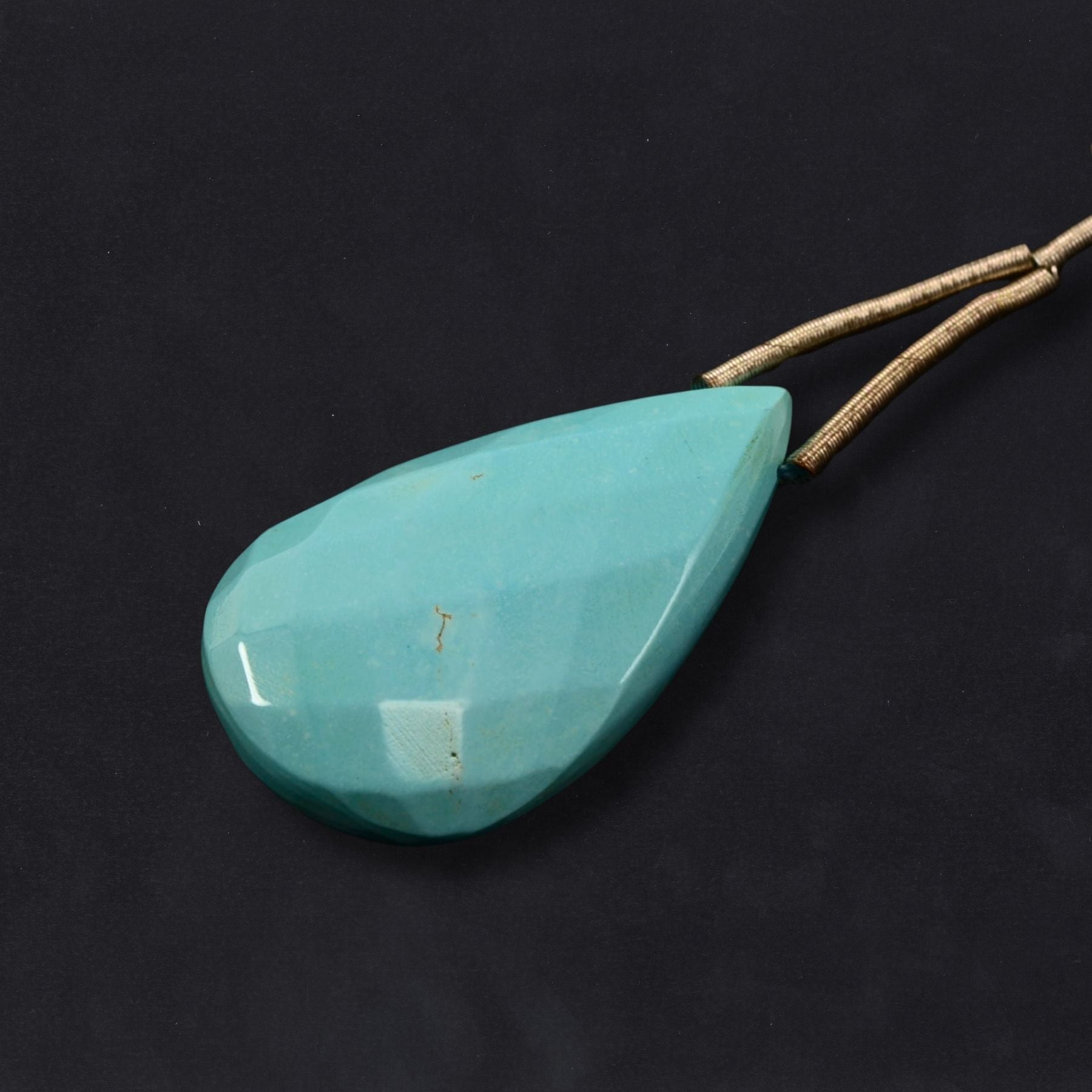 Natural Turquoise Teardrop Pendant Bead – Large Faceted Stone