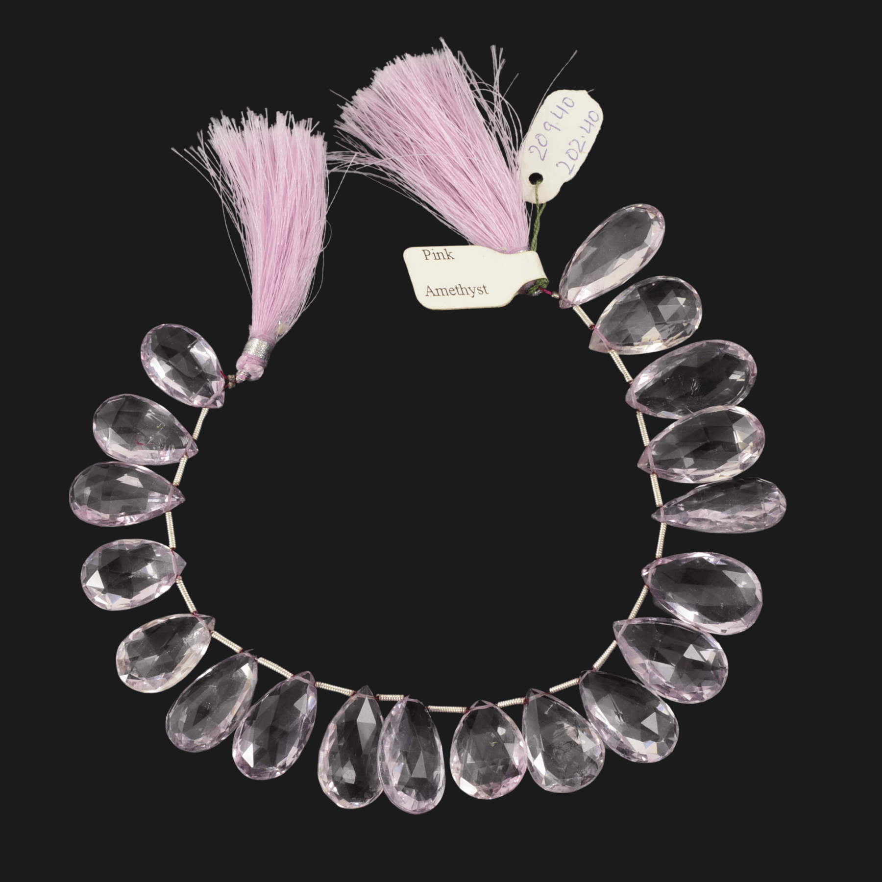 Pink Amethyst Faceted Teardrop Beads – Large Statement Strand (18–24mm)