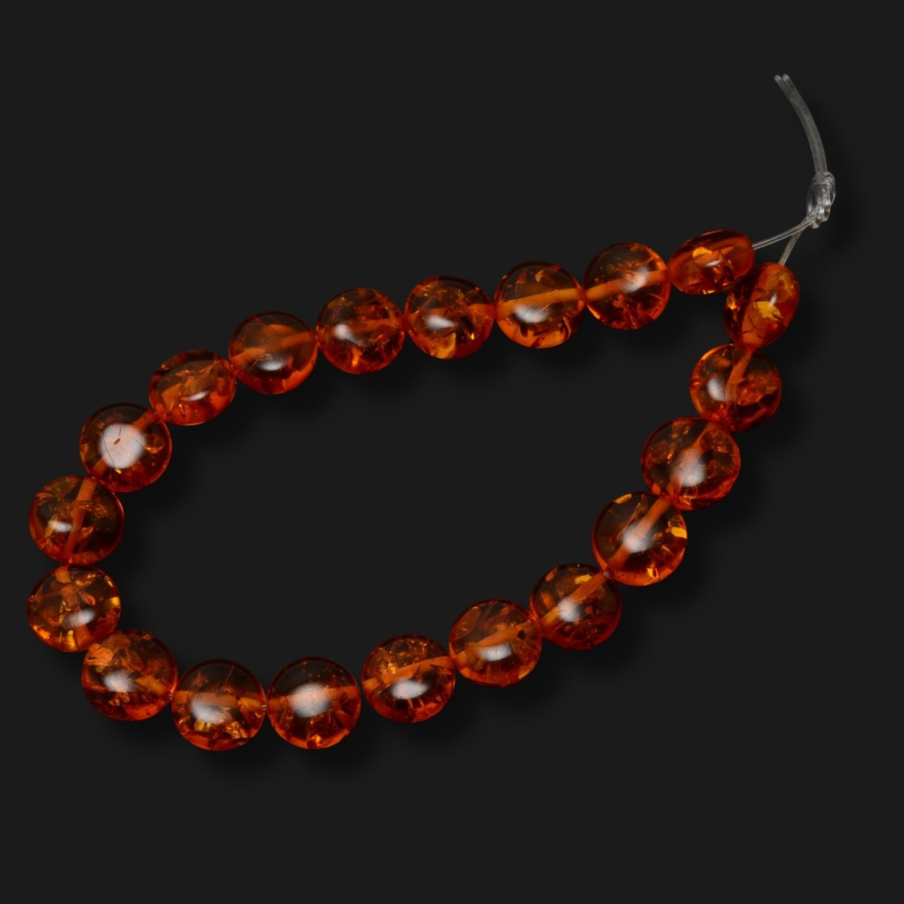 Pressed Amber Round Beads – Approx. 10mm – Full Strand