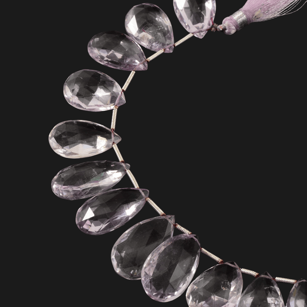 Pink Amethyst Faceted Teardrop Beads – Large Statement Strand (18–24mm)
