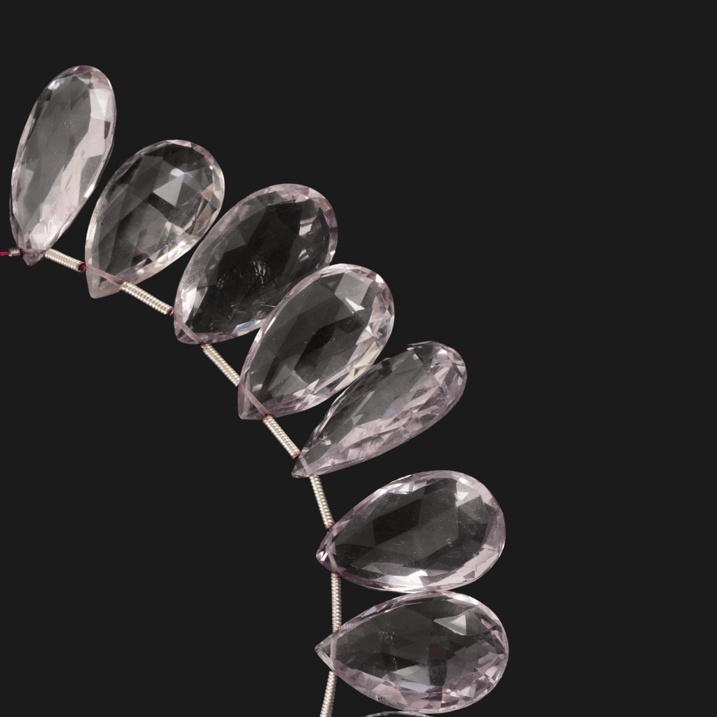 Pink Amethyst Faceted Teardrop Beads – Large Statement Strand (18–24mm)