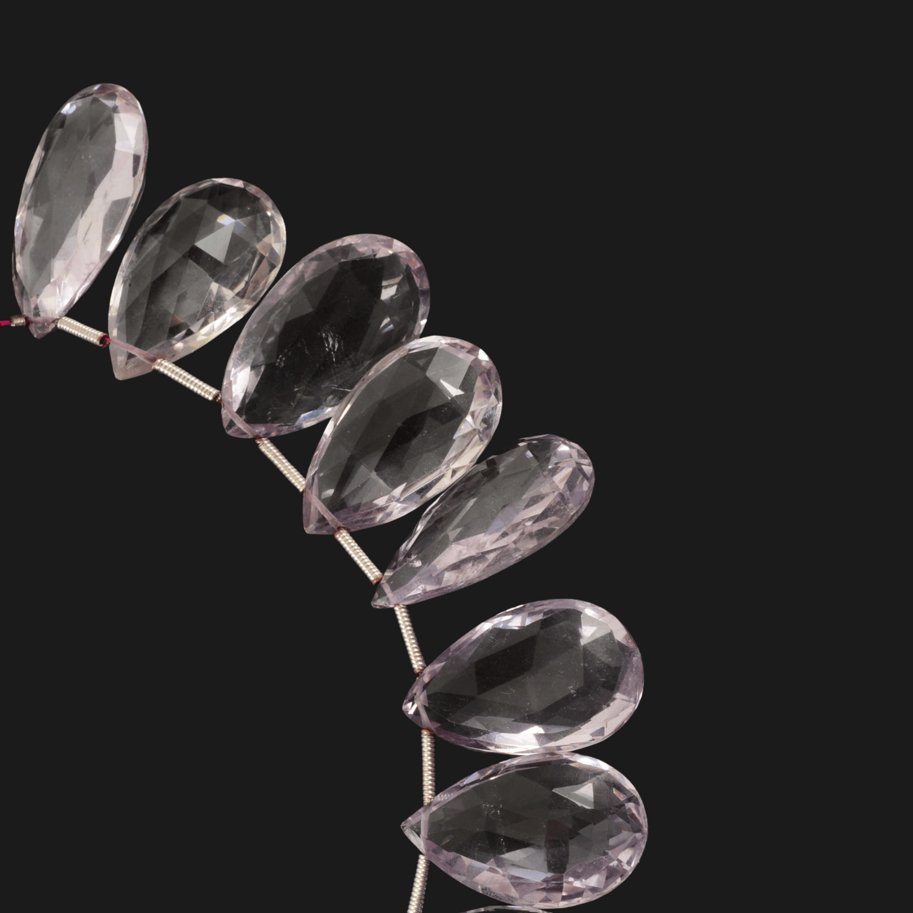 Pink Amethyst Faceted Teardrop Beads – Large Statement Strand (18–24mm)