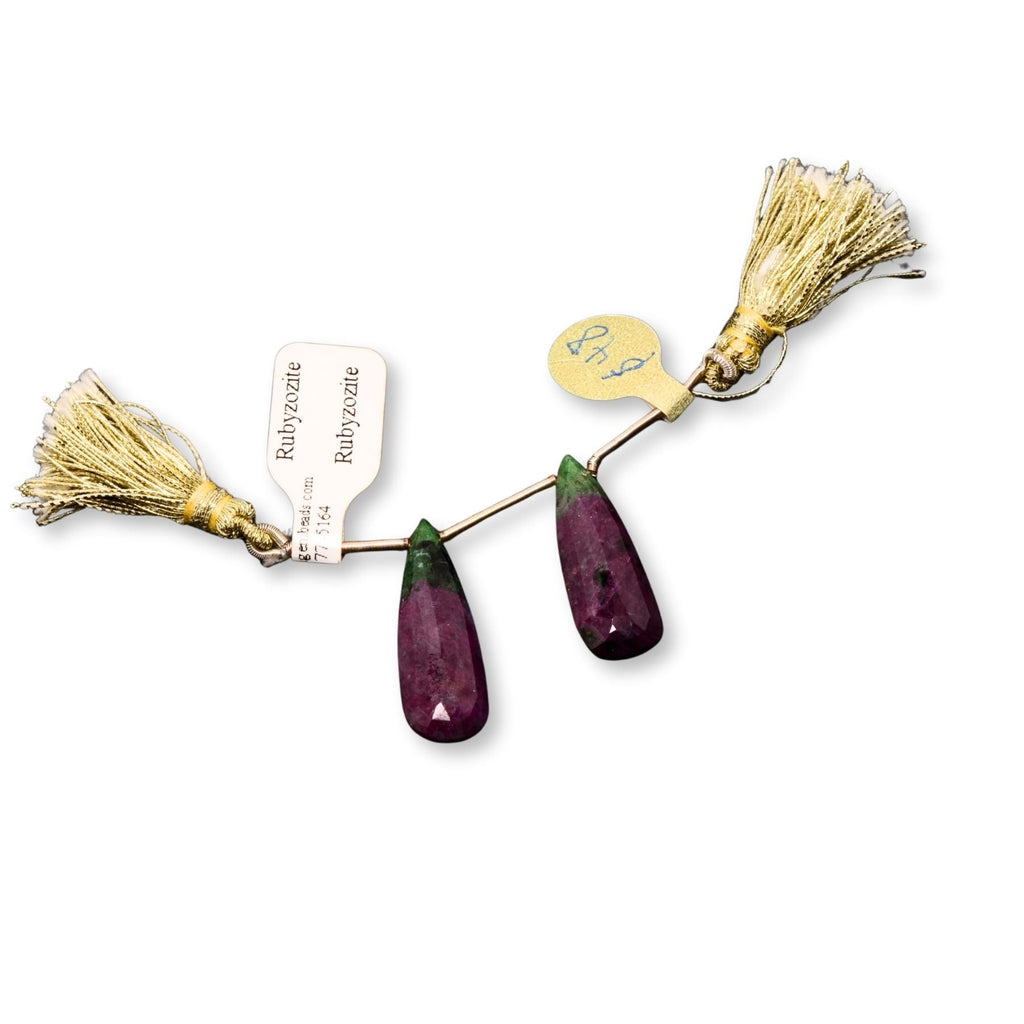 Natural Ruby Zoisite Faceted Drop Pendants – Matched Pair