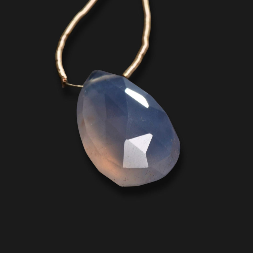 Natural Blue Chalcedony Faceted Teardrop Pendant – 17.5mm