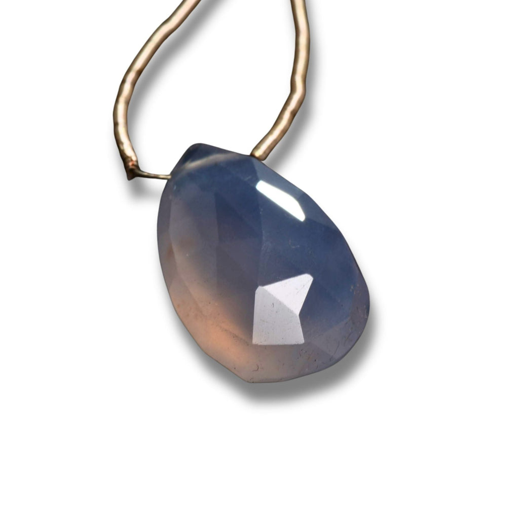 Natural Blue Chalcedony Faceted Teardrop Pendant – 17.5mm