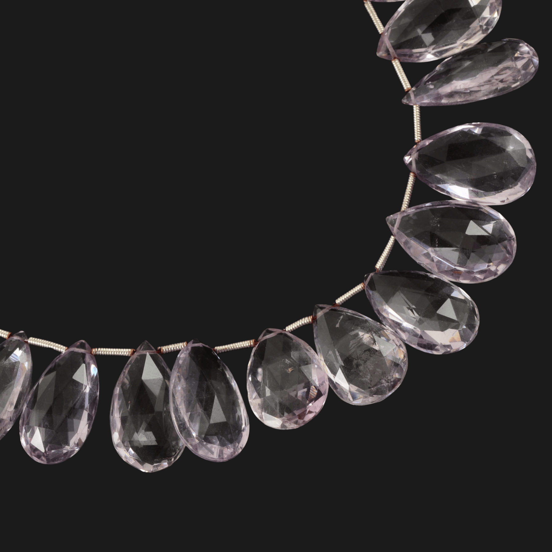 Pink Amethyst Faceted Teardrop Beads – Large Statement Strand (18–24mm)