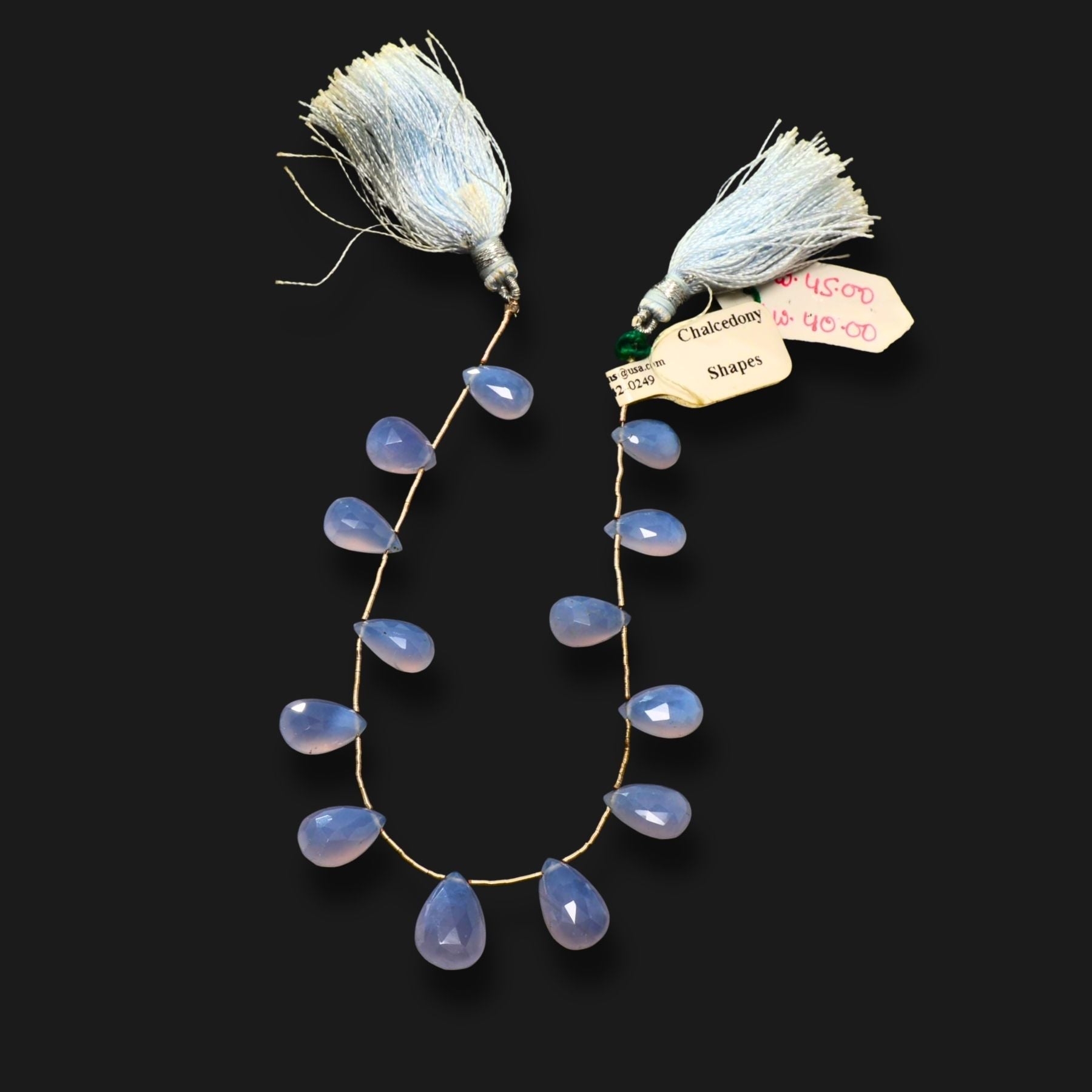 Natural Blue Chalcedony Faceted Teardrop Beads – Designer Strand