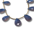 Natural Blue Chalcedony Faceted Teardrop Beads – Designer Strand