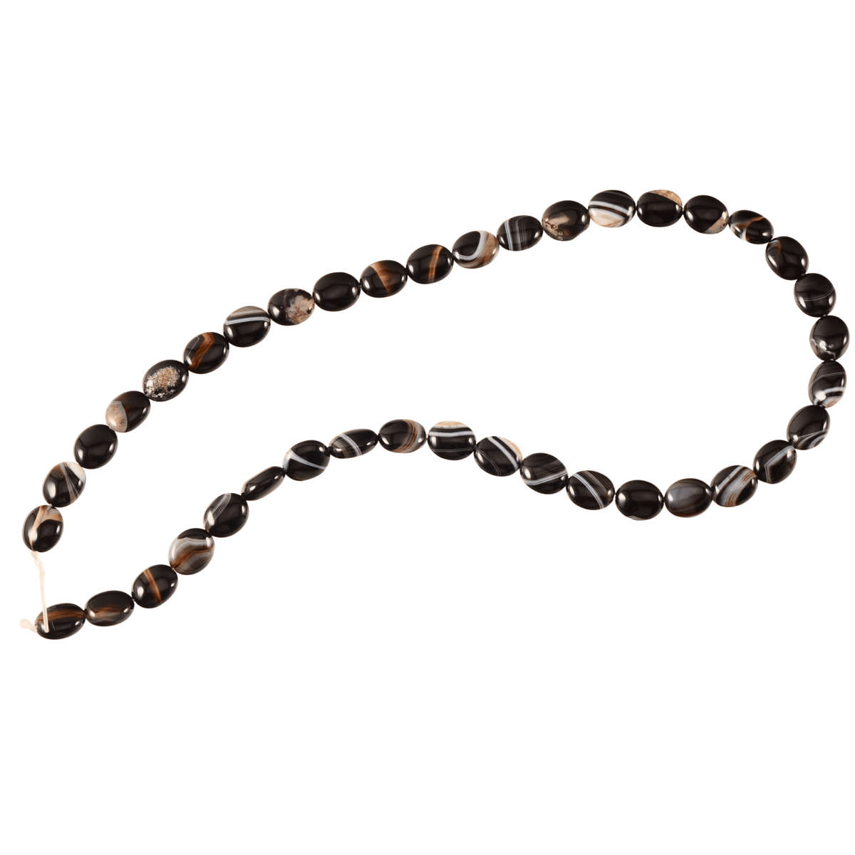 Black Banded Agate Polished Oval Beads, 8 × 10mm, 40-Bead Strand