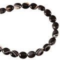 Black Banded Agate Polished Oval Beads, 8 × 10mm, 40-Bead Strand