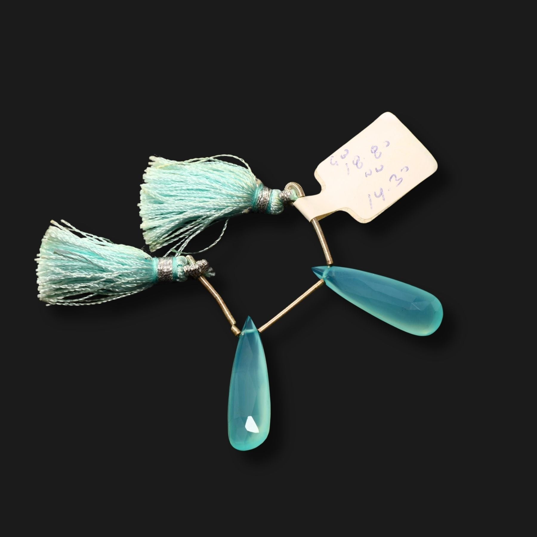 Natural Peruvian Chalcedony Faceted Teardrop Pendants – Matched Pair