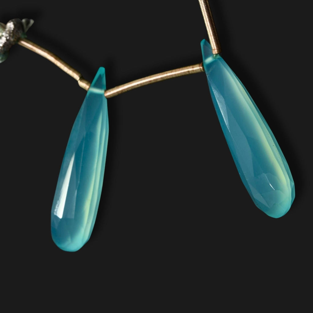 Natural Peruvian Chalcedony Faceted Teardrop Pendants – Matched Pair