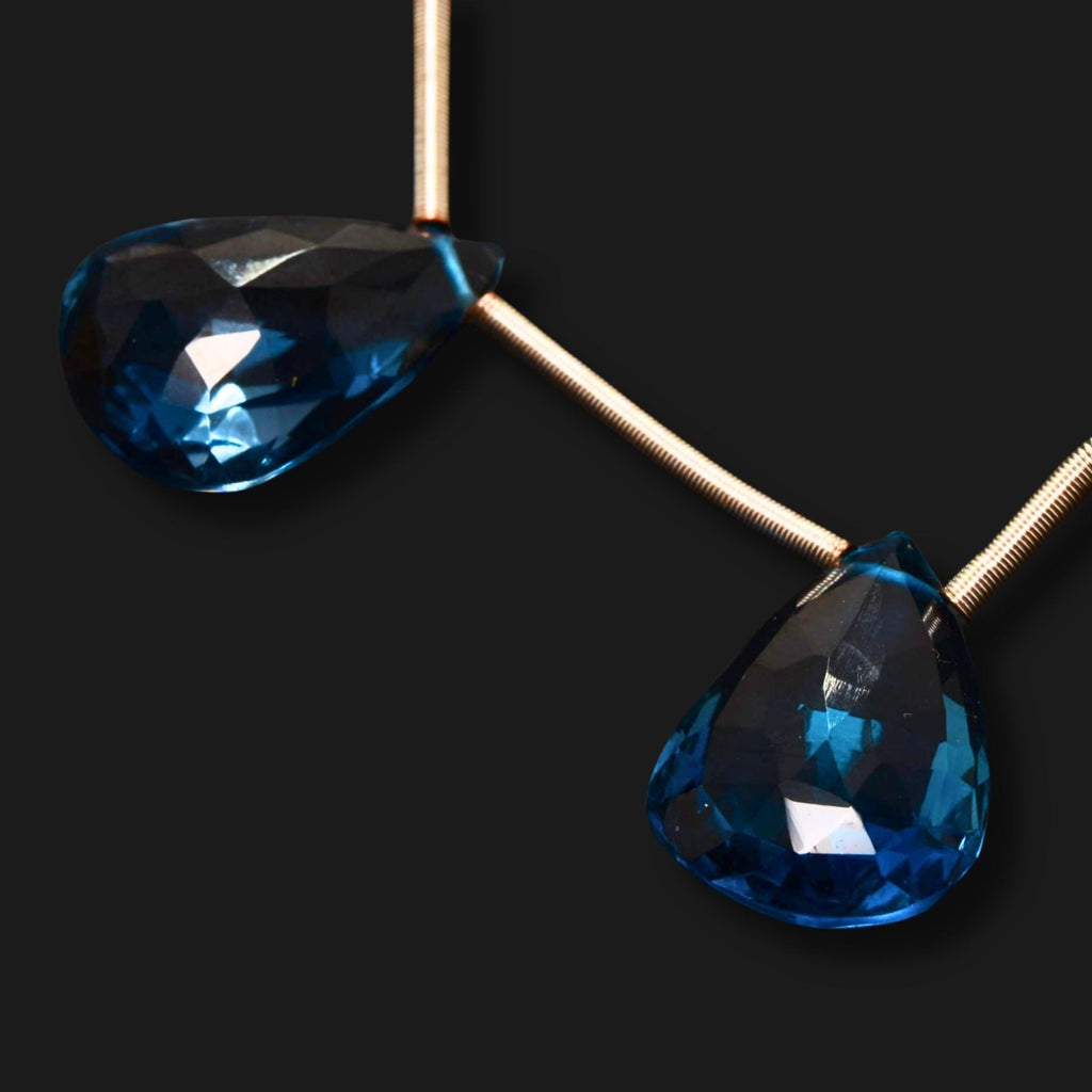London Blue Topaz Faceted Teardrop Drops – Matched Pair