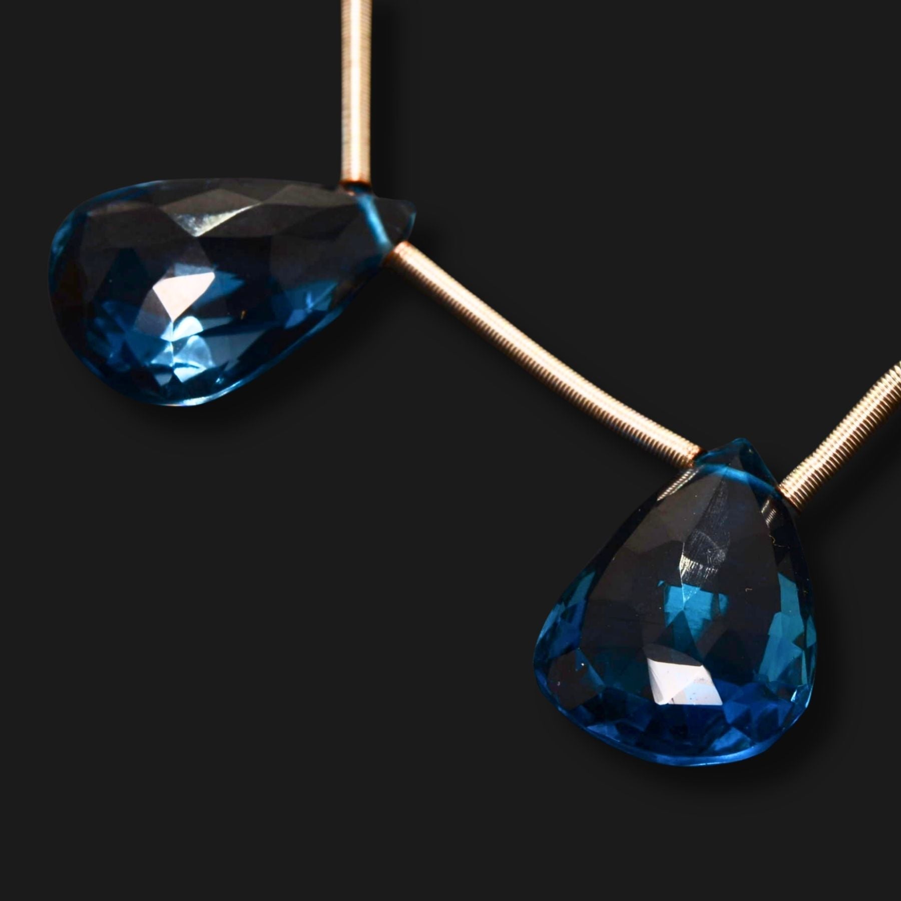 London Blue Topaz Faceted Teardrop Drops – Matched Pair
