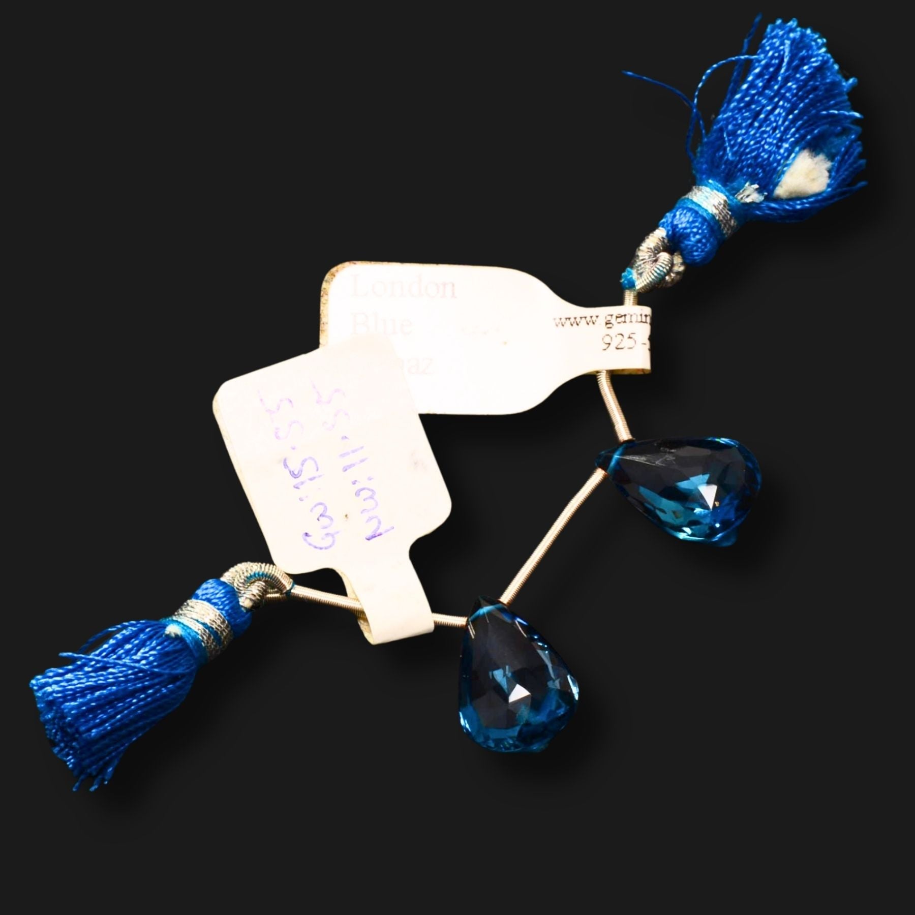 London Blue Topaz Faceted Teardrop Drops – Matched Pair