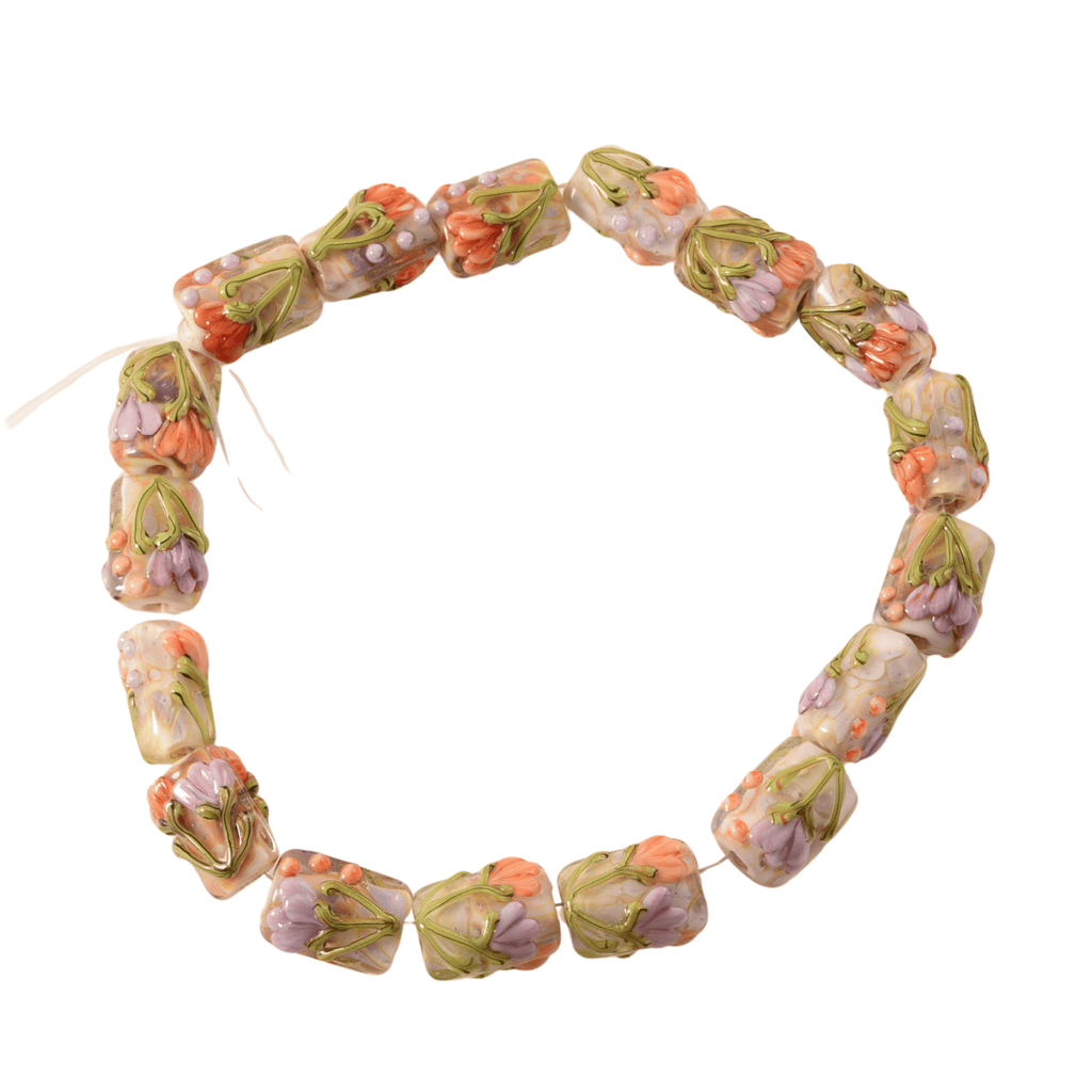 Grace Lampwork Antique Garden Mini Kalera Beads – 18 Bead Strand
