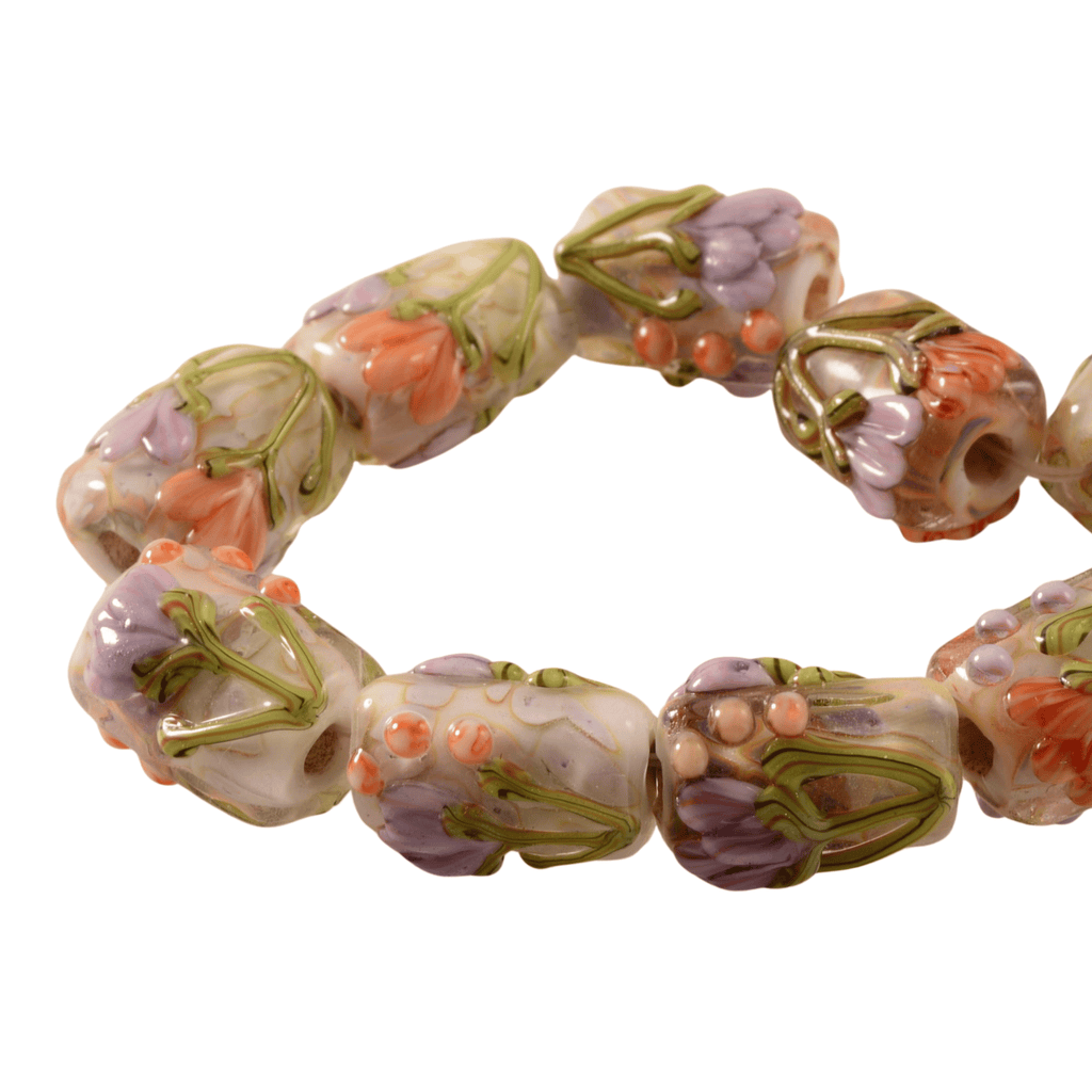 Grace Lampwork Antique Garden Mini Kalera Beads – 18 Bead Strand