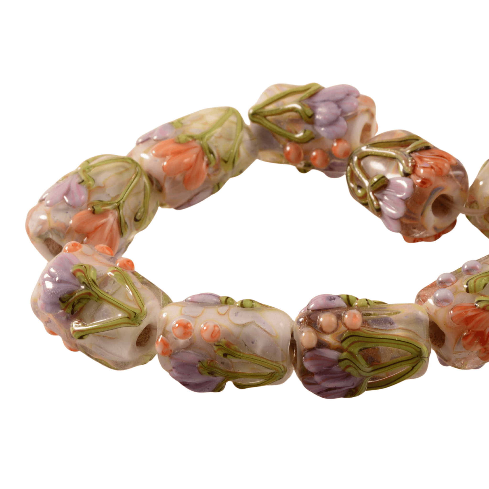 Grace Lampwork Antique Garden Mini Kalera Beads – 18 Bead Strand