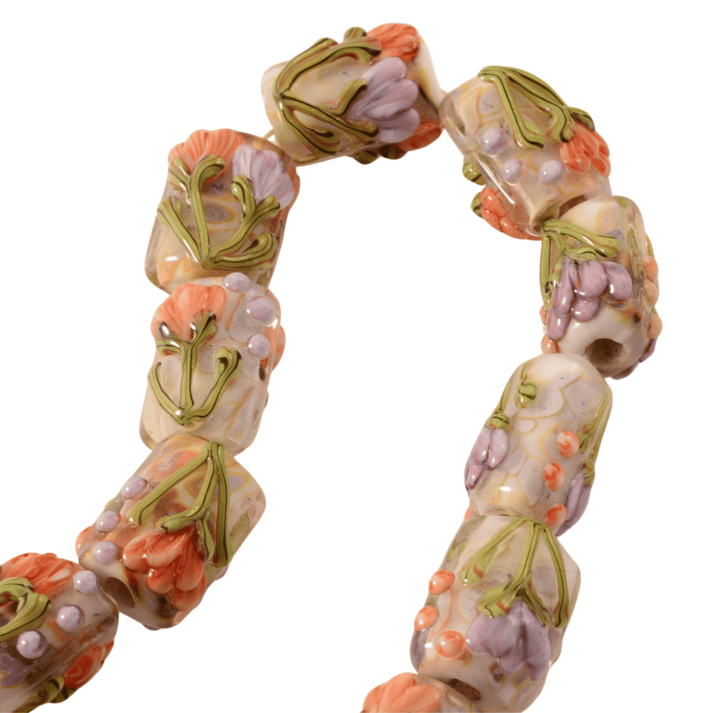 Grace Lampwork Antique Garden Mini Kalera Beads – 18 Bead Strand