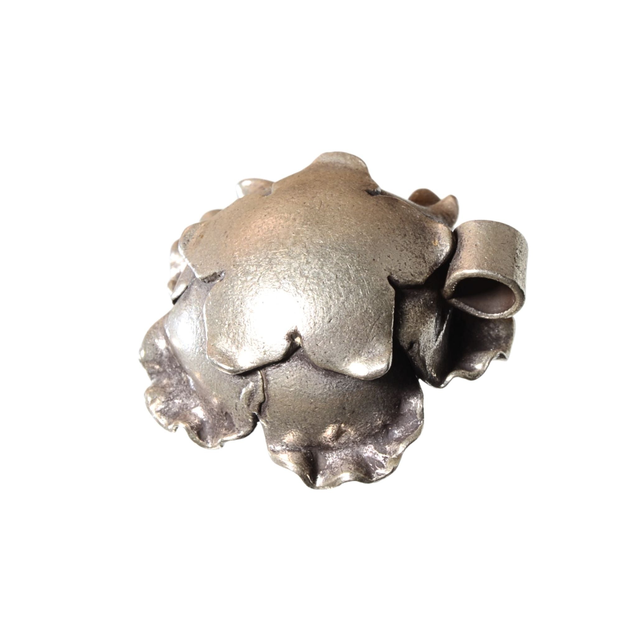 Sterling Silver Sculpted Rose Pendant – Vintage .925 Silver (22mm)