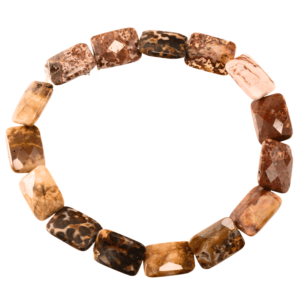 Natural Jasper Faceted Rectangle Beads, 25x19mm Strand