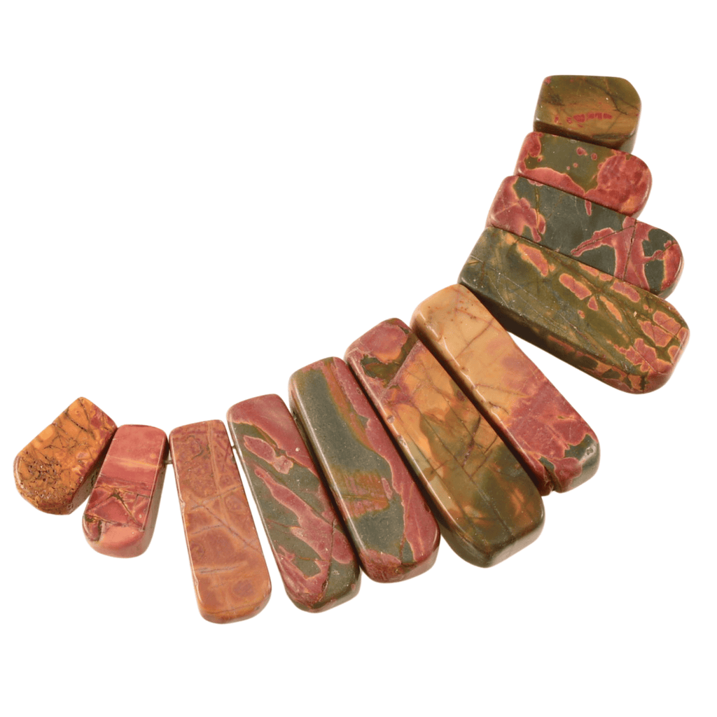 Picasso Jasper Graduated Flat Drop Beads, 15–39mm Strand