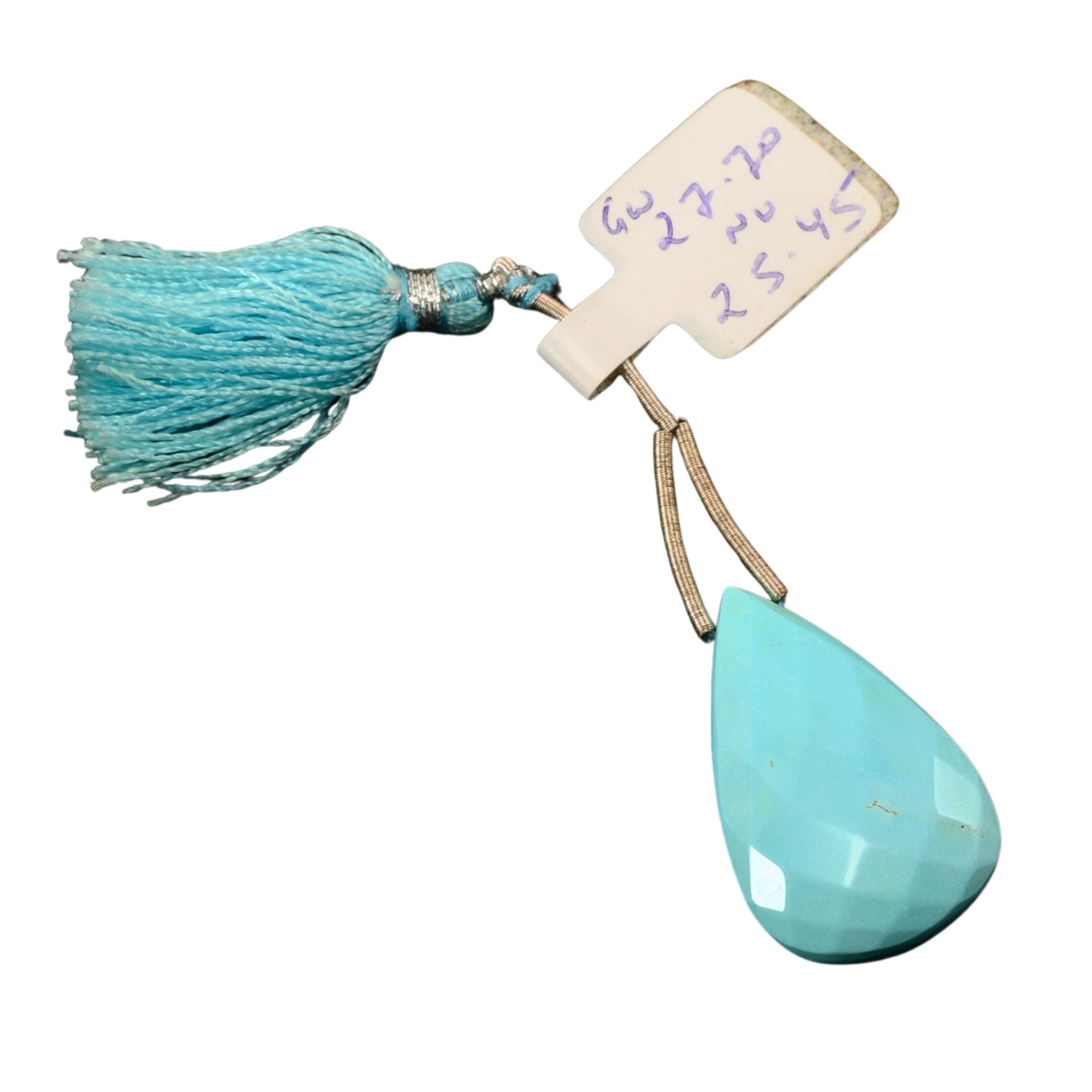 Natural Turquoise Teardrop Pendant Bead – Large Faceted Stone