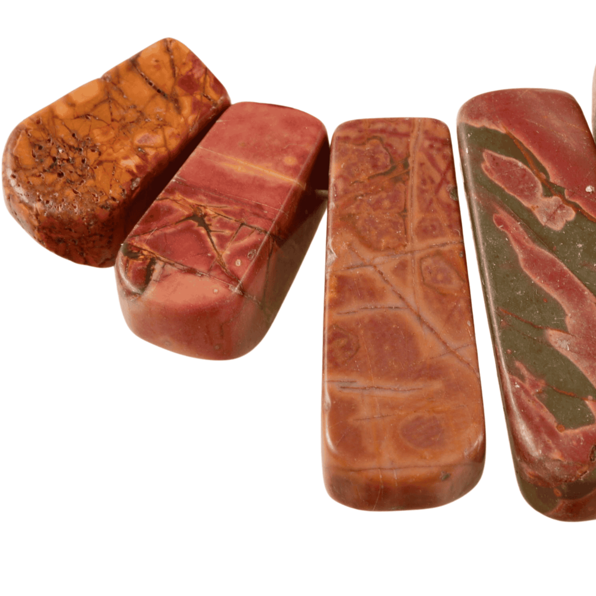 Picasso Jasper Graduated Flat Drop Beads, 15–39mm Strand