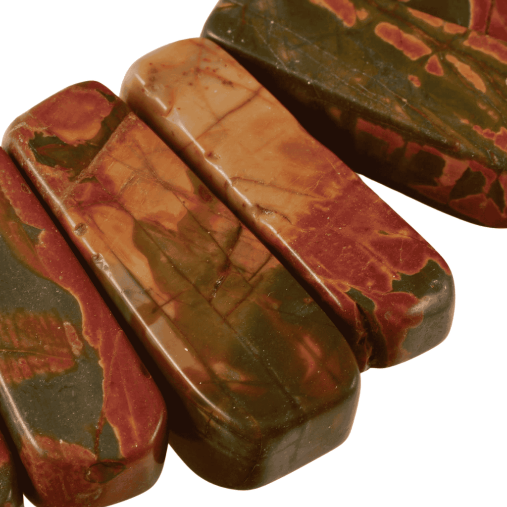 Picasso Jasper Graduated Flat Drop Beads, 15–39mm Strand