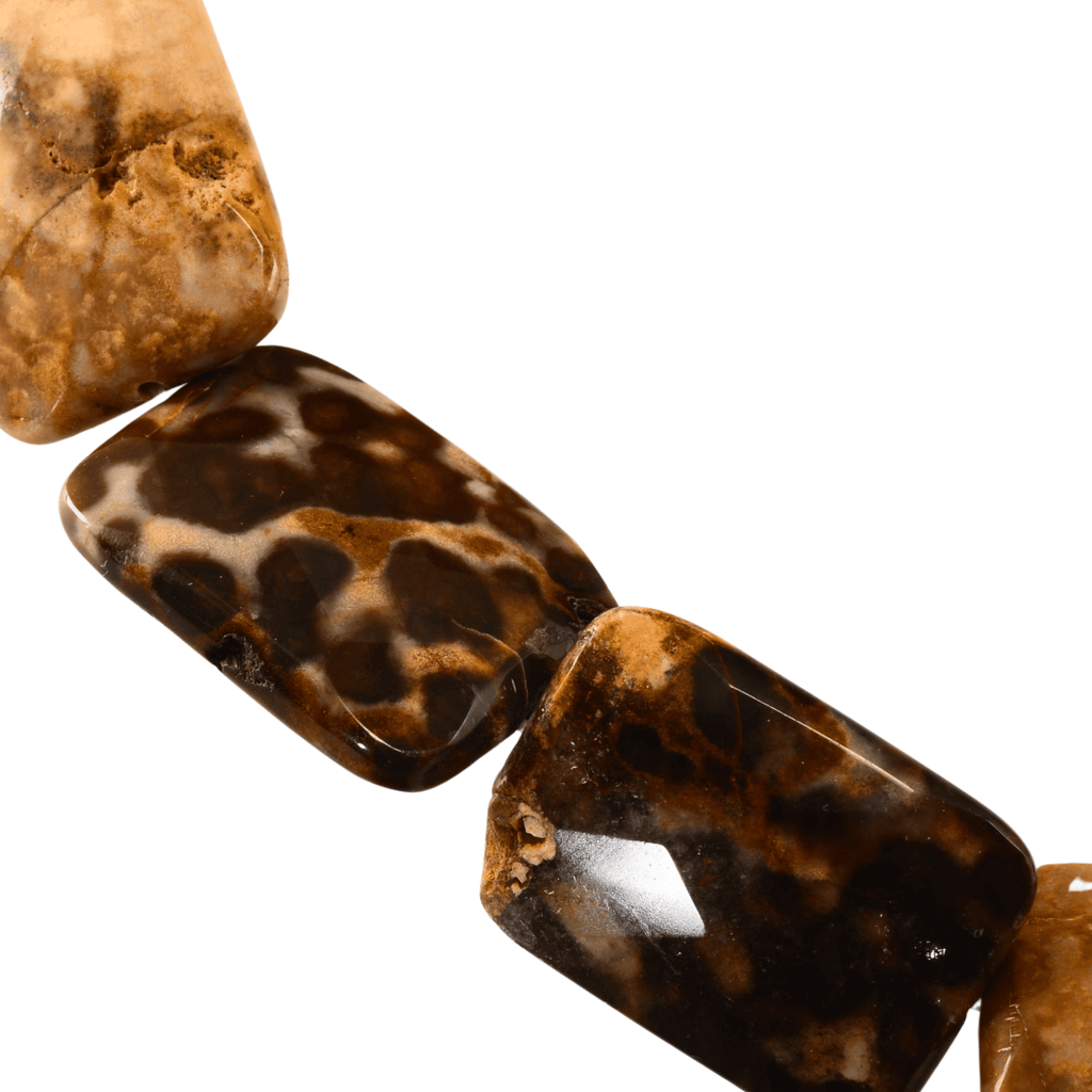 Natural Jasper Faceted Rectangle Beads, 25x19mm Strand