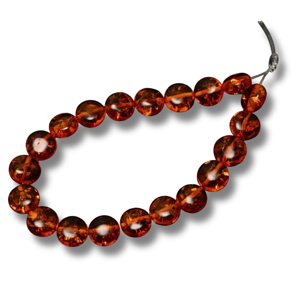 Pressed Amber Round Beads – Approx. 10mm – Full Strand