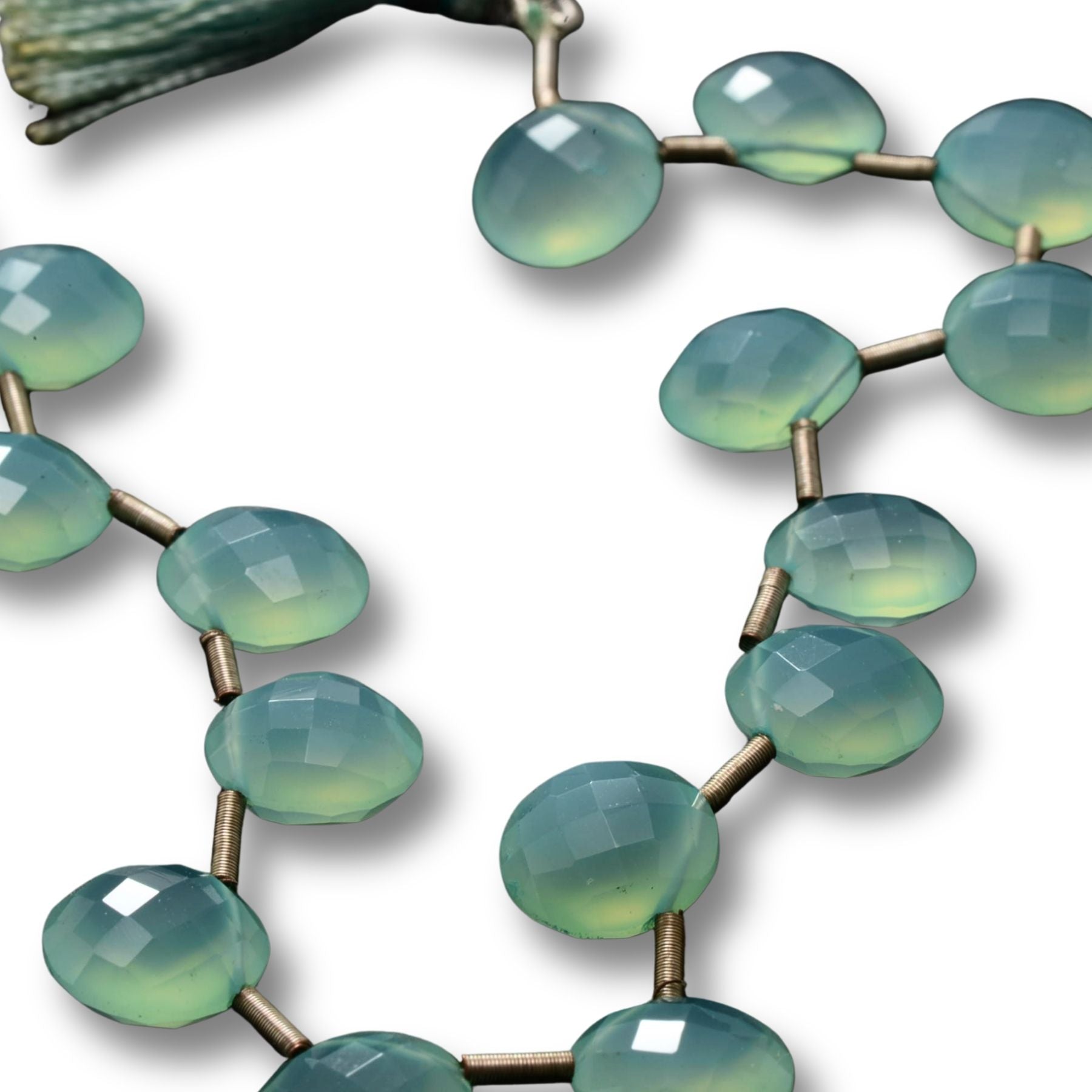 Peruvian Chalcedony Faceted Freeform 10mm Beads – Designer Strand