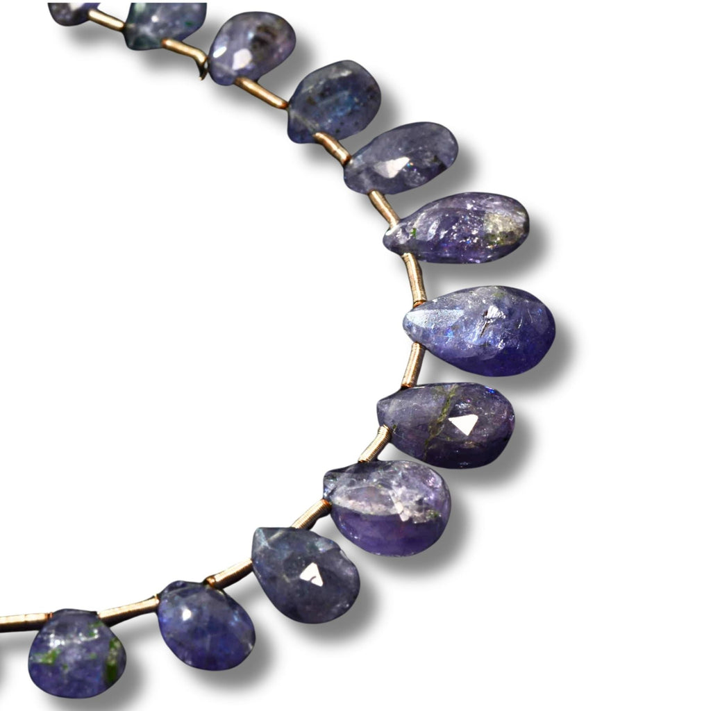 Natural Tanzanite Faceted Drop Beads – One-of-a-Kind Designer Strand