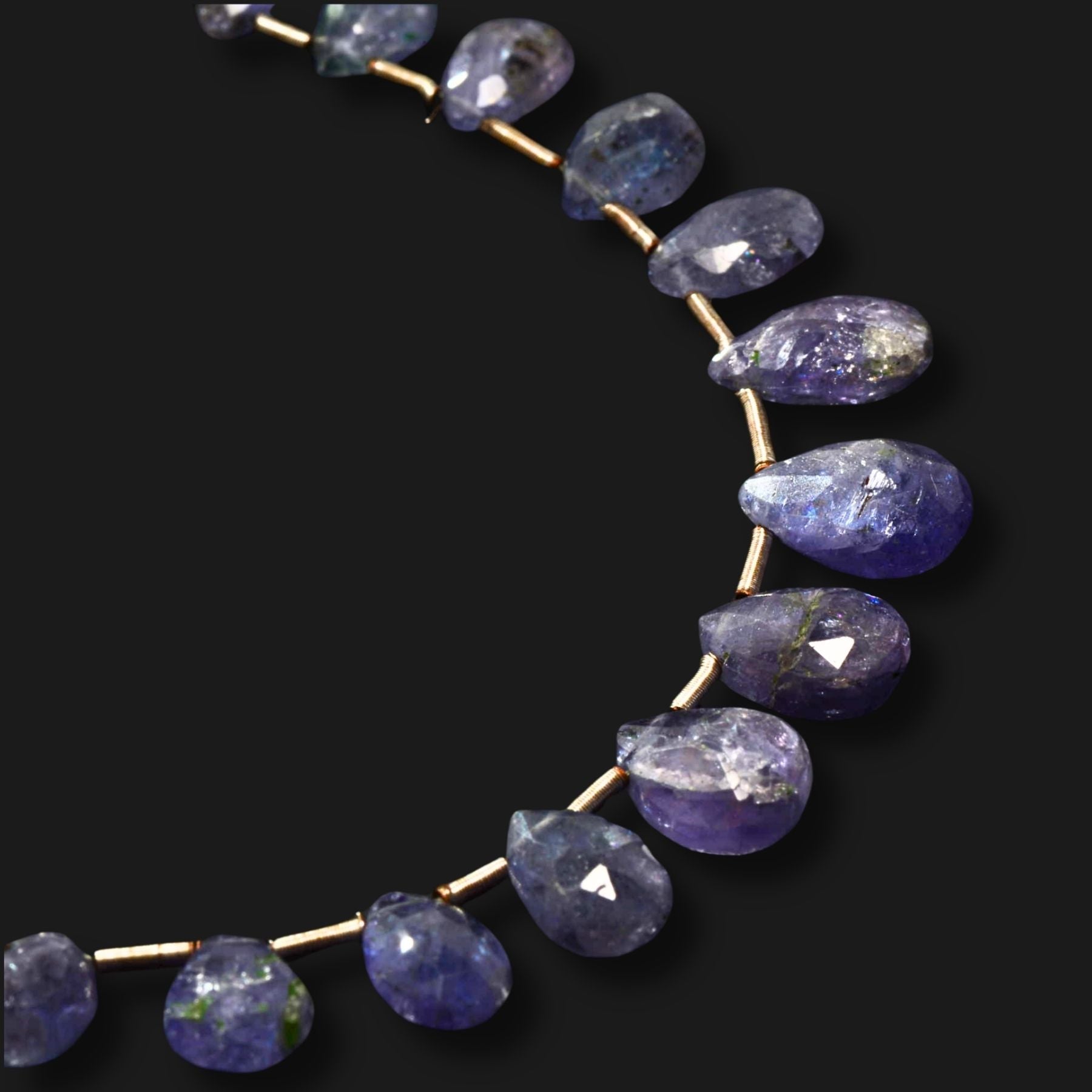 Natural Tanzanite Faceted Drop Beads – One-of-a-Kind Designer Strand