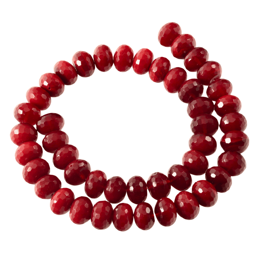 Faceted Garnet Rondel Beads – 12mm Red Garnet Strand (47 Beads)