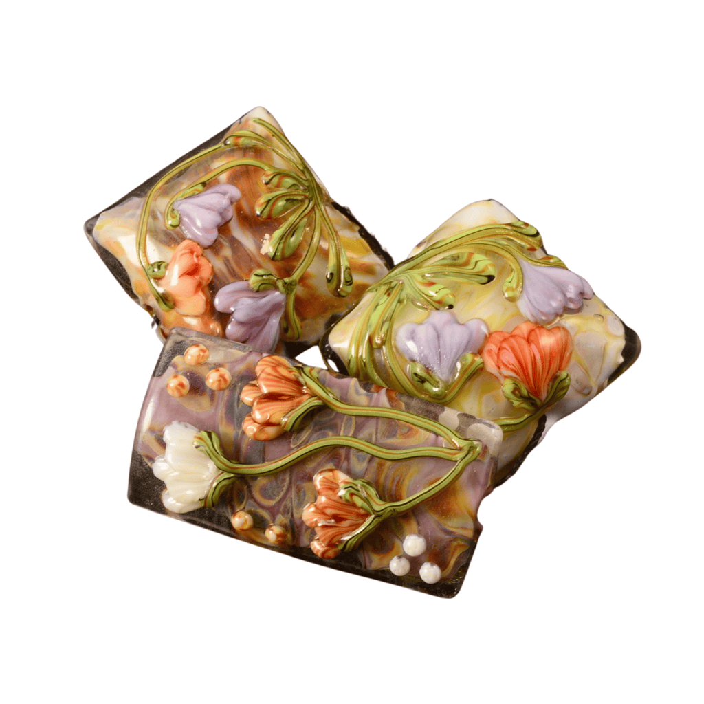 Grace Lampwork Beads – Antique Garden Focal Bead Trio (Pillow & Kalera)