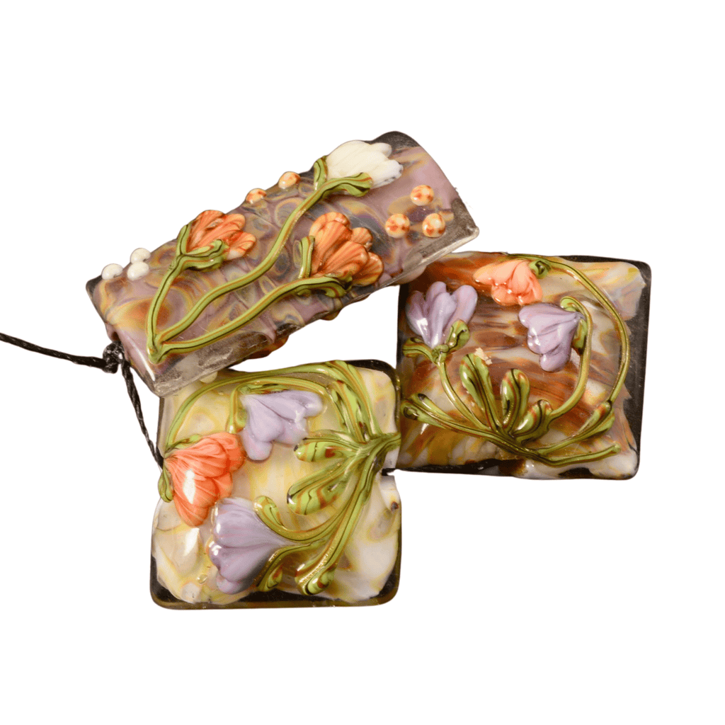 Grace Lampwork Beads – Antique Garden Focal Bead Trio (Pillow & Kalera)
