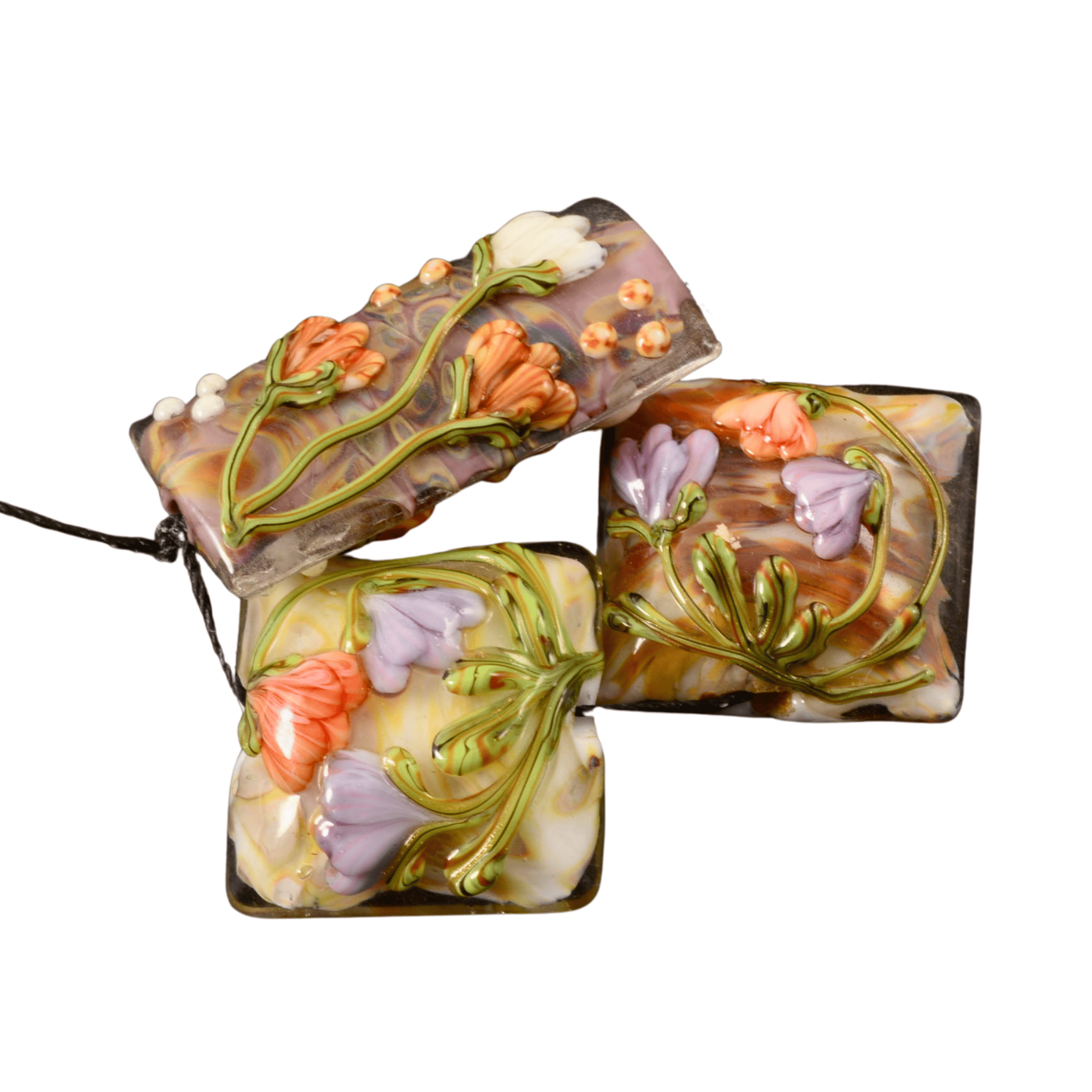 Grace Lampwork Beads – Antique Garden Focal Bead Trio (Pillow & Kalera)