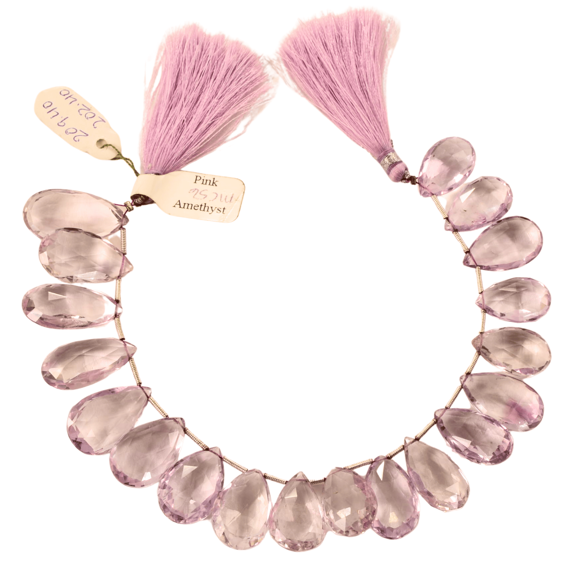 Pink Amethyst Faceted Teardrop Beads – Large Statement Strand (18–24mm)